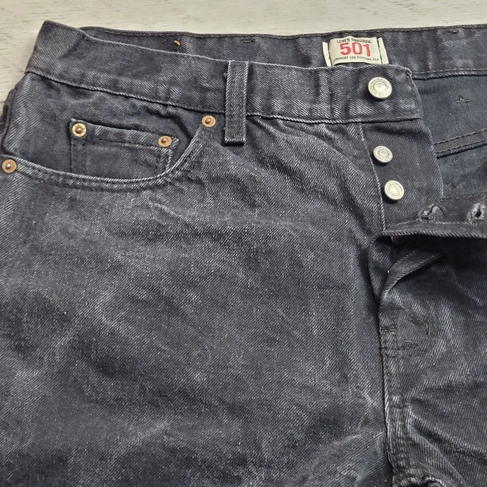 🖤Levi's 501 Jeans Mens 38x30 (fits 37x29) Black Acid Wash Button Fly Straight
